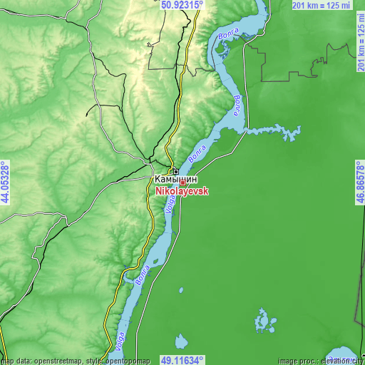 Topographic map of Nikolayevsk