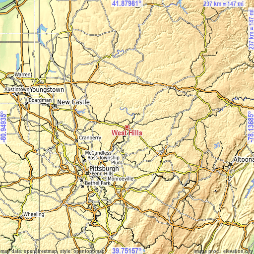 Topographic map of West Hills