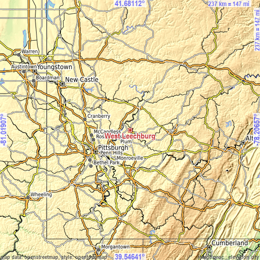 Topographic map of West Leechburg