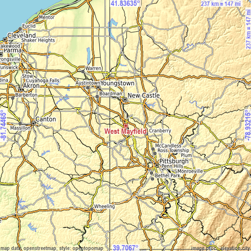 Topographic map of West Mayfield