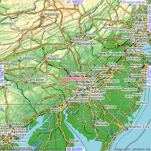 Topographic map of West Norriton