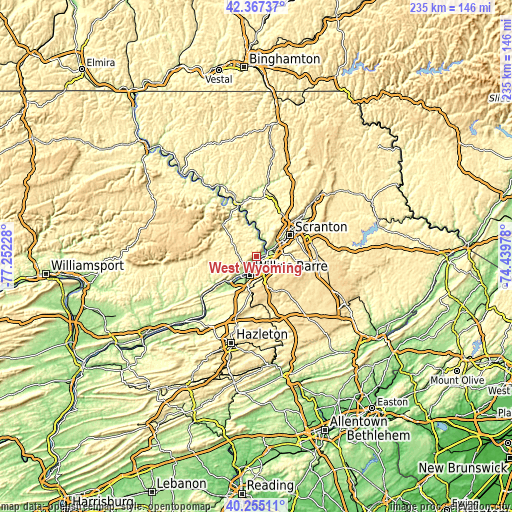 Topographic map of West Wyoming