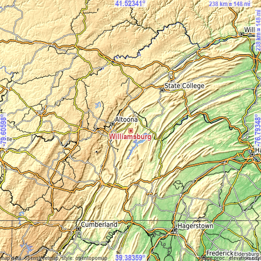 Topographic map of Williamsburg