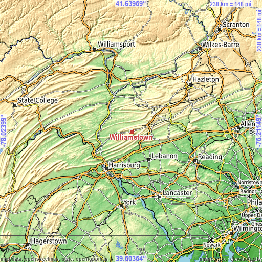 Topographic map of Williamstown