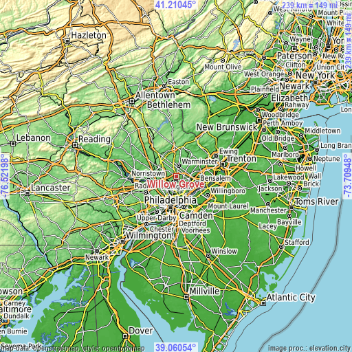 Topographic map of Willow Grove