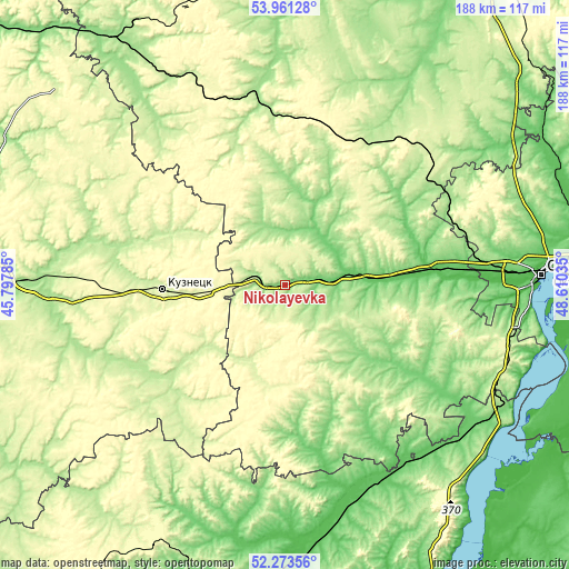 Topographic map of Nikolayevka
