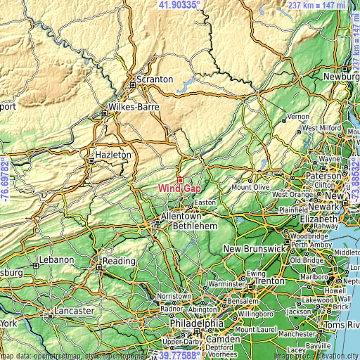 Topographic map of Wind Gap