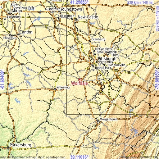 Topographic map of Wolfdale