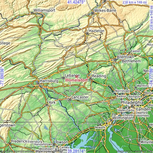 Topographic map of Womelsdorf