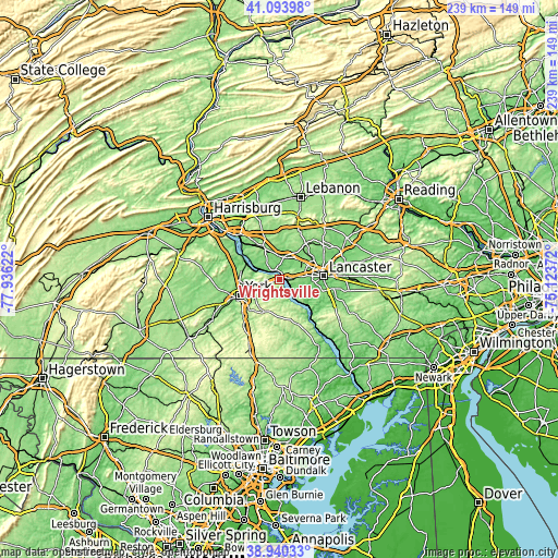 Topographic map of Wrightsville