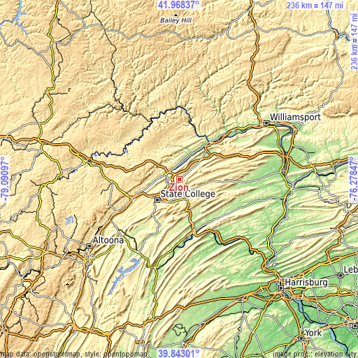 Topographic map of Zion