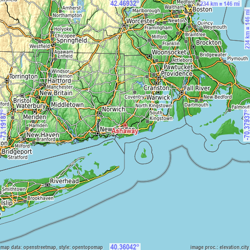 Topographic map of Ashaway