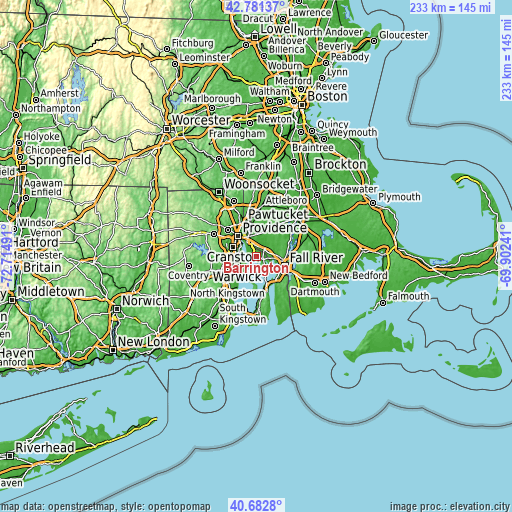 Topographic map of Barrington