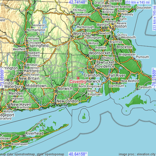 Topographic map of Coventry