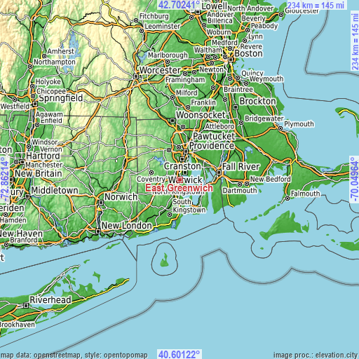 Topographic map of East Greenwich