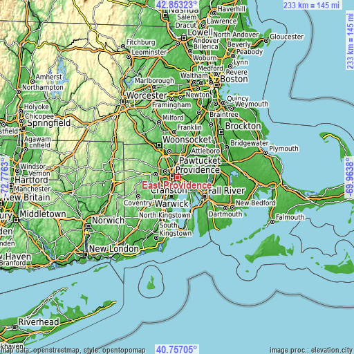 Topographic map of East Providence