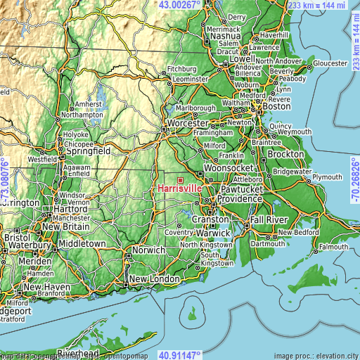 Topographic map of Harrisville