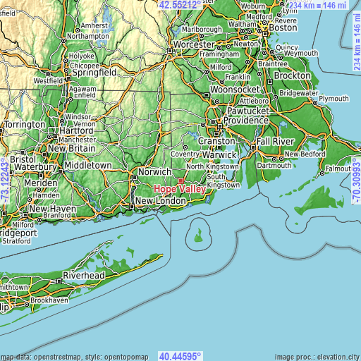 Topographic map of Hope Valley