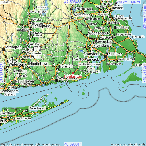 Topographic map of Hopkinton