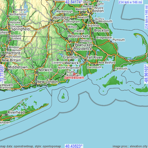 Topographic map of Jamestown