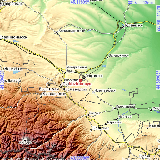 Topographic map of Nezlobnaya