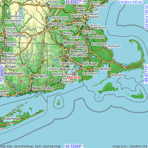 Topographic map of Melville