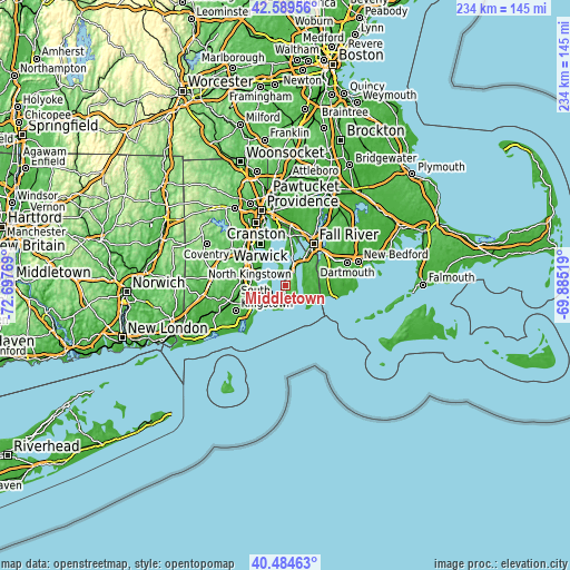 Topographic map of Middletown