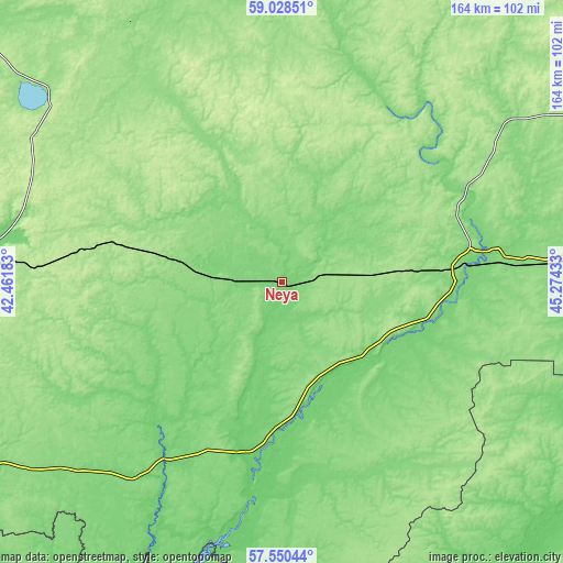 Topographic map of Neya