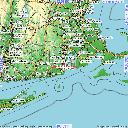 Topographic map of North Kingstown