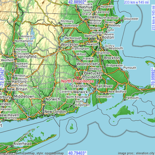 Topographic map of North Providence