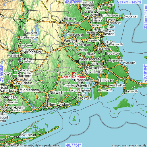 Topographic map of North Scituate