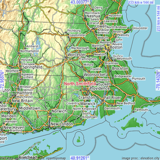 Topographic map of North Smithfield