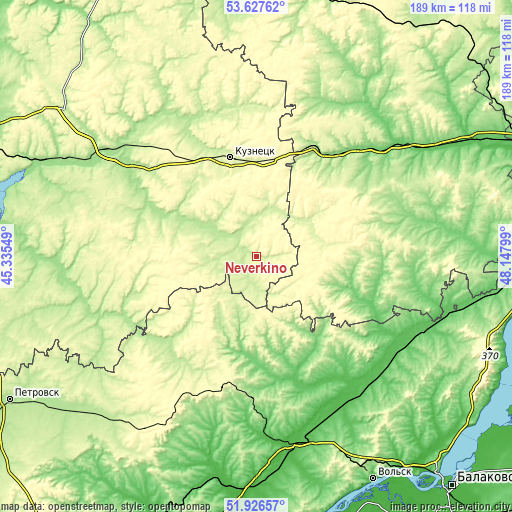 Topographic map of Neverkino