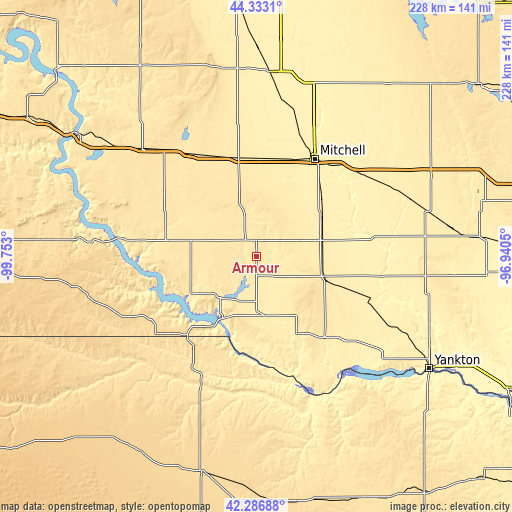 Topographic map of Armour