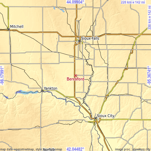 Topographic map of Beresford