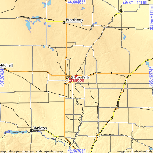 Topographic map of Brandon