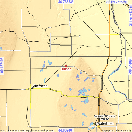 Topographic map of Britton