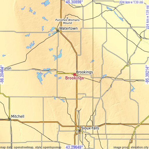 Topographic map of Brookings