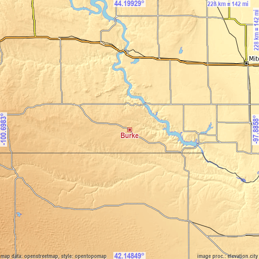 Topographic map of Burke