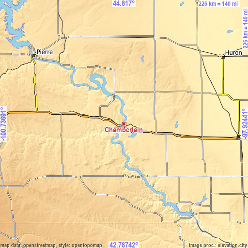 Topographic map of Chamberlain