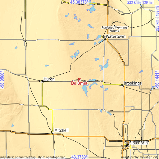 Topographic map of De Smet