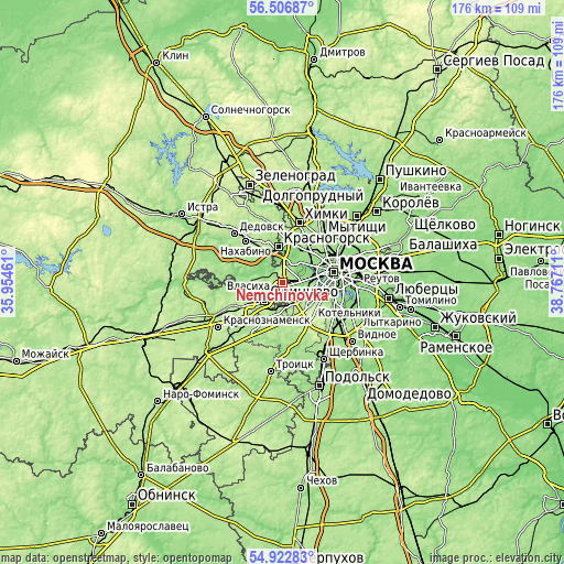 Topographic map of Nemchinovka