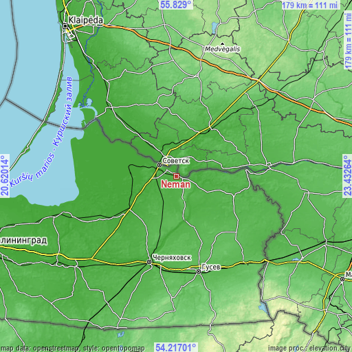 Topographic map of Neman