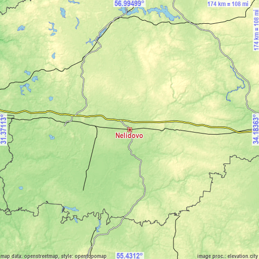 Topographic map of Nelidovo