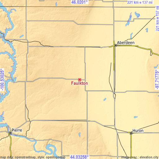 Topographic map of Faulkton