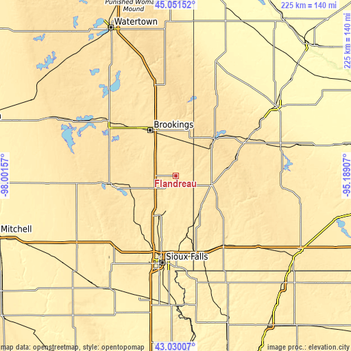 Topographic map of Flandreau