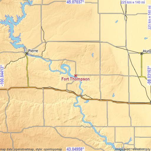 Topographic map of Fort Thompson