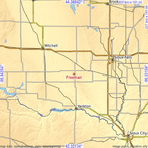 Topographic map of Freeman