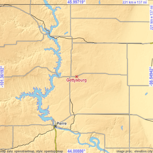 Topographic map of Gettysburg