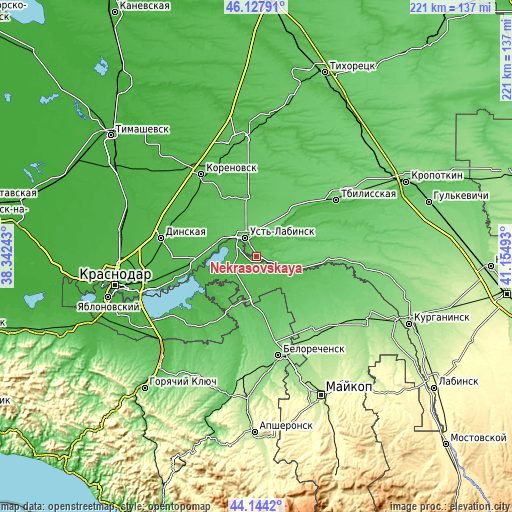 Topographic map of Nekrasovskaya